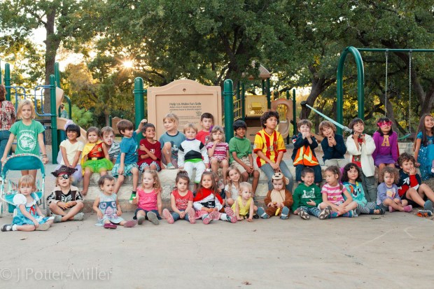 neighborhood pumpkin decorating party October 2015.